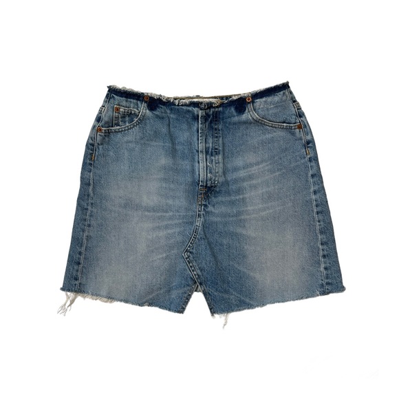 IRO. Jeans Blue Frayed Waist/Hem Denim Mini Skirt Sz 38 Women - Picture 1 of 9